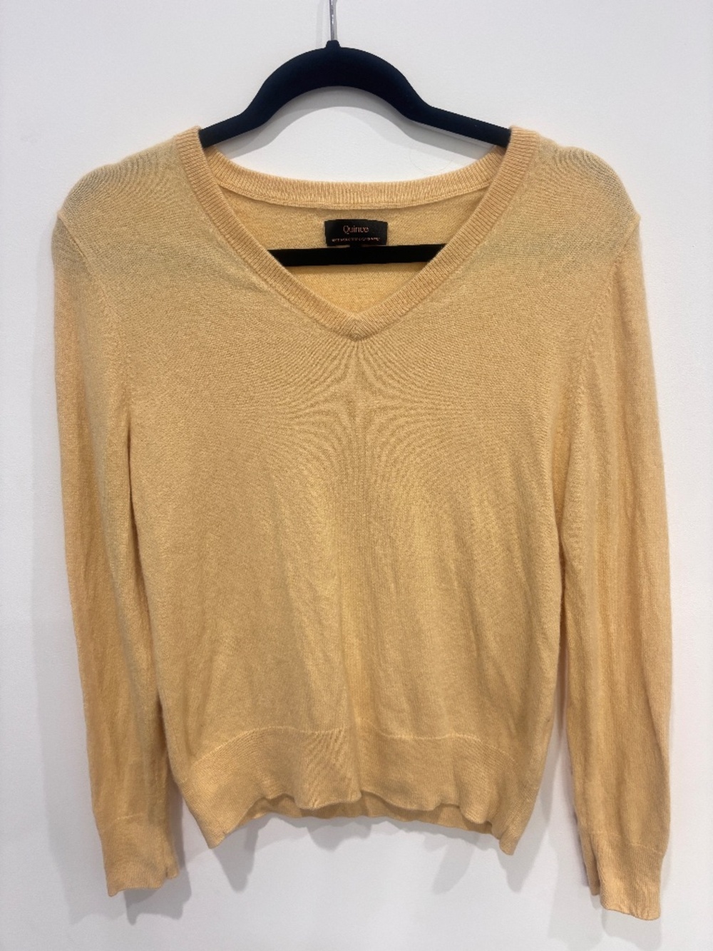 Quince 100% Mongolian Cashmere V-Neck Sweater Women’s Medium Butter Yellow